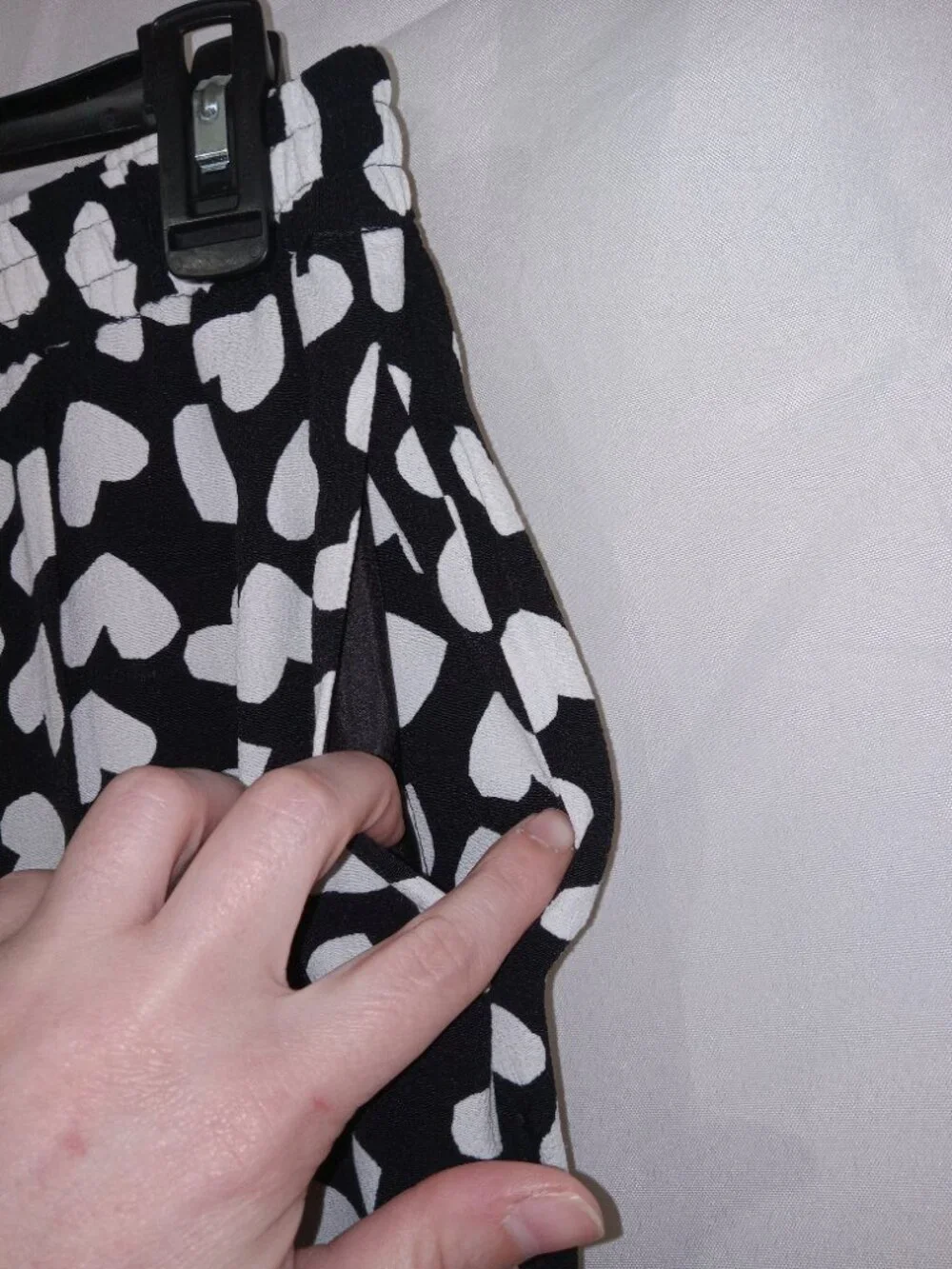 Kate Spade Dancing Hearts Pants XS Black White Heart Print Elastic Waist Bow Vis